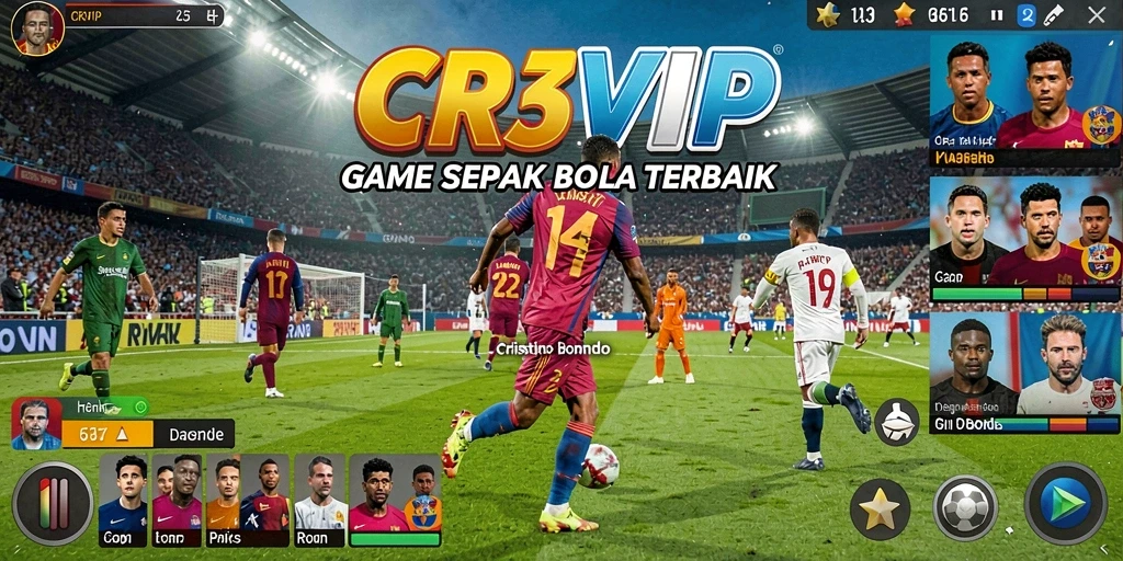 Tangkapan layar CR7VIP menampilkan aksi mendebarkan di lapangan sepak bola.