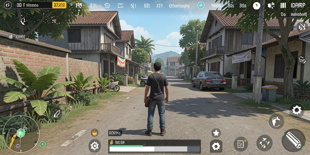 Tampilan gameplay <strong>IDRRP</strong> yang menampilkan interaksi karakter dalam simulasi kehidupan.