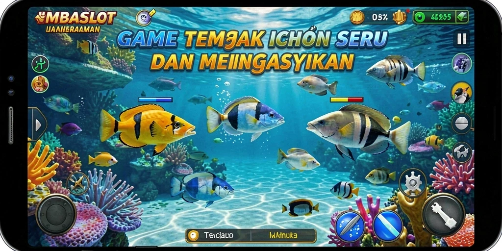 Screenshot gameplay <strong>IMBASLOT</strong> yang menunjukkan aksi menembak ikan.