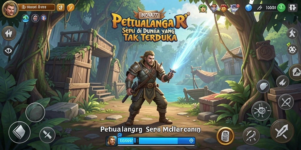 Tangkapan layar gameplay INOVA77 menunjukkan aksi eksplorasi yang mendebarkan.