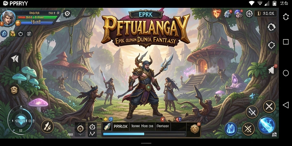 Tangkapan layar utama PPRRYY yang menunjukkan aksi pertarungan RPG.