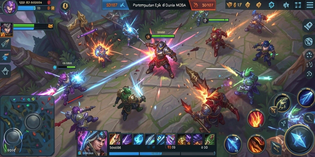 Tampilan gameplay MOBA yang menegangkan di SD107.