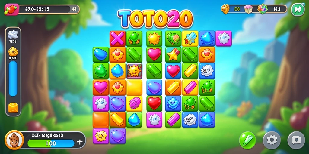 Tampilan gameplay seru TOTO20 dalam permainan Match-3.